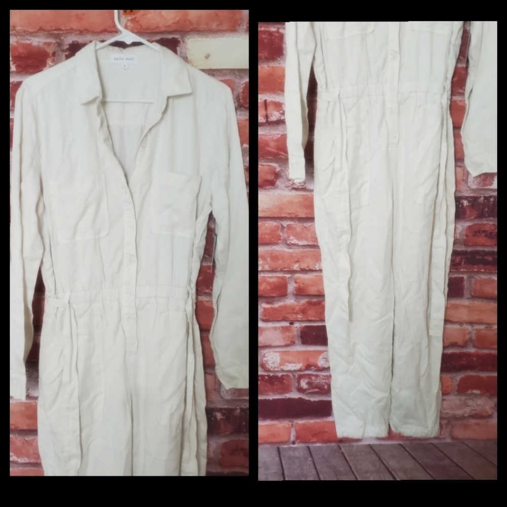 Bella Dahl Utility Cream Jumpsuit Medium NWT - Picture 4 of 5